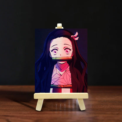 Nezuko Kamado Wooden Print With Easel Stand