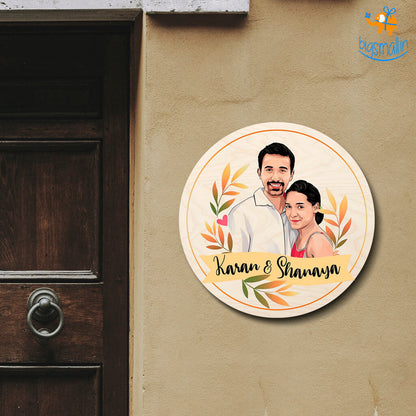 Personalized Caricature Round Name Plate